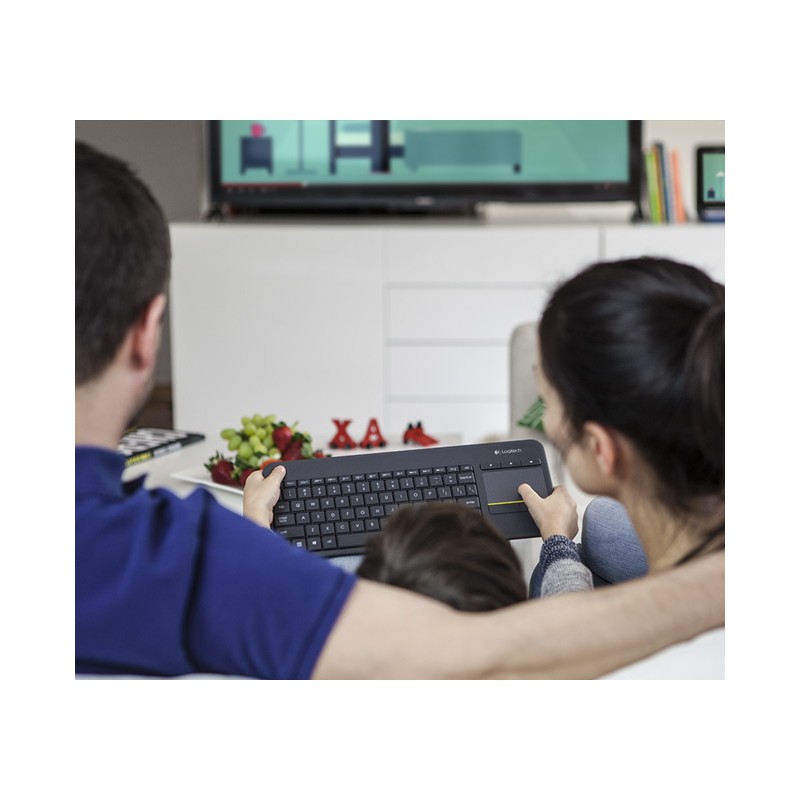Teclado Logitech Wireless Touch Pad K400 Plus Media TV- Preto